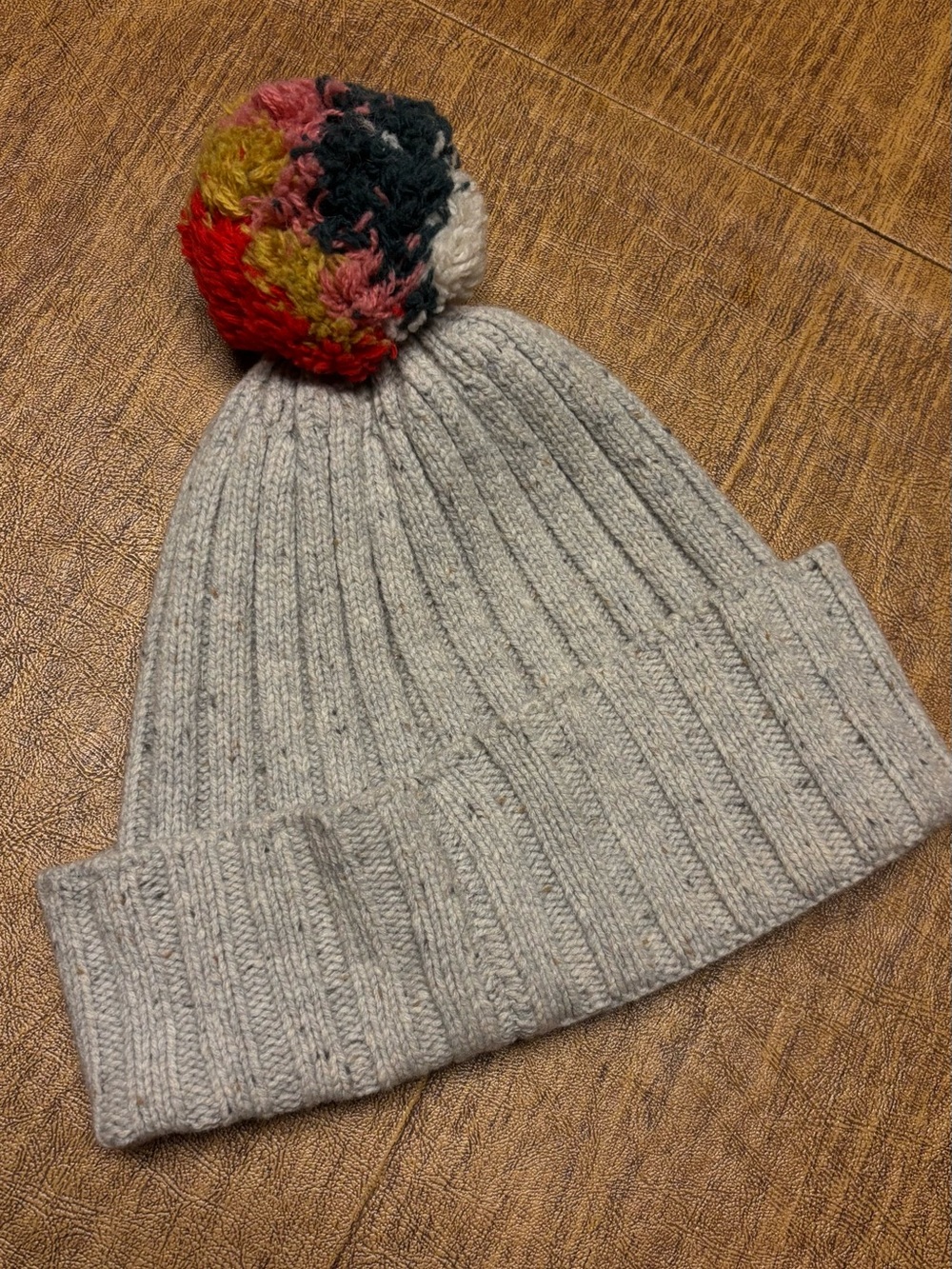 Madewell Ribbed Beanie with Multi-Color Pom - Picture 6 of 7